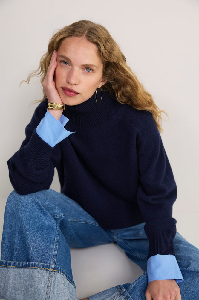 Luna Curved Hem Jumper - Midnight