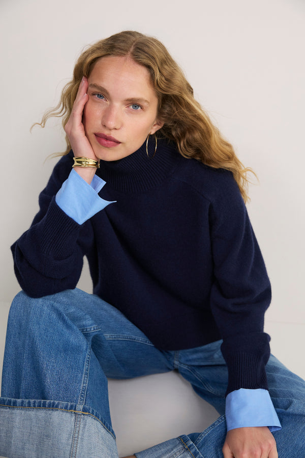 Luna Curved Hem Jumper - Midnight