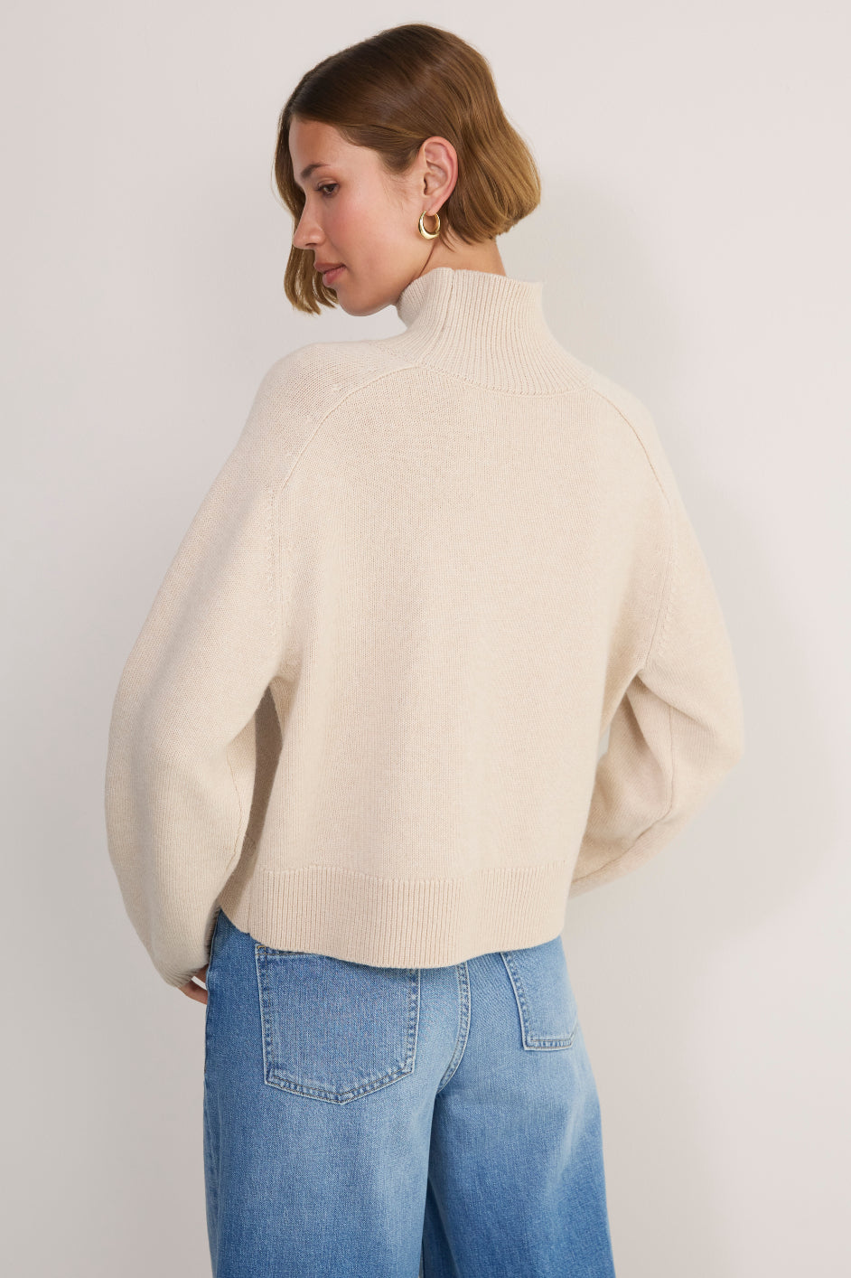 Luna Curved Hem Jumper - Oat