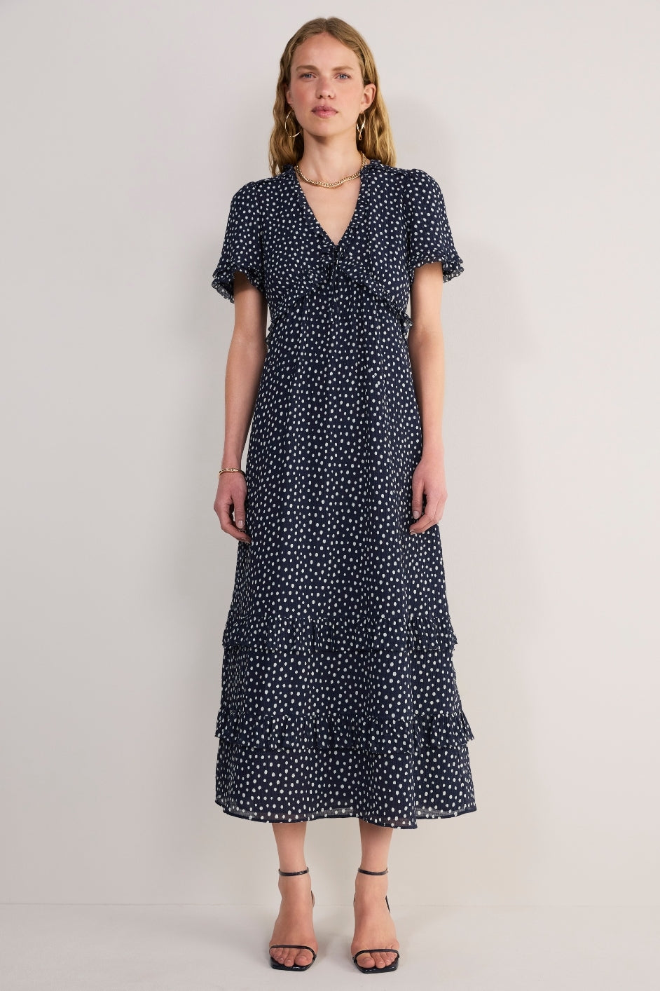 Lyra Silk Blend Dress - Midnight Spot