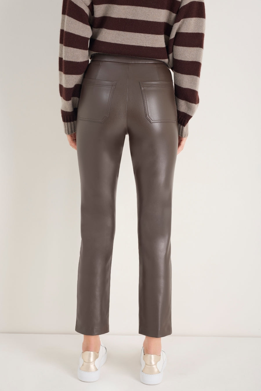Lyra Slim Leg Faux Leather Trouser - Cocoa