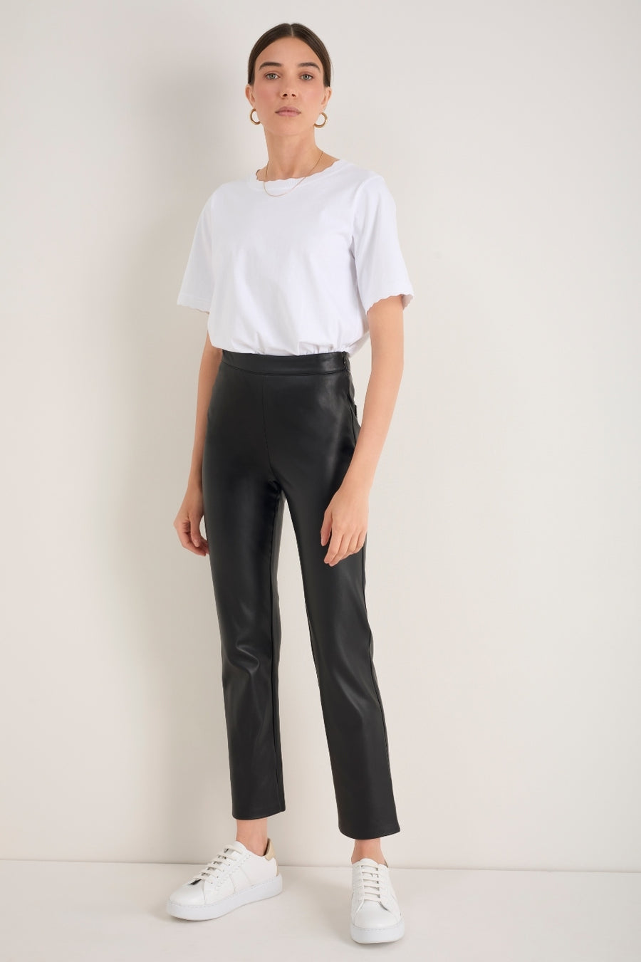 Lyra Slim Leg Faux Leather Trouser - Black