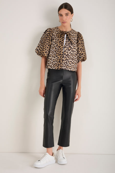 Lyra Slim Leg Faux Leather Trouser - Black