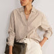 Macey Shirt - Tan/Ivory Stripe