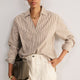 Macey Shirt - Tan/Ivory Stripe