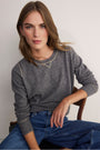 Maddie Lurex Trim Jumper - Grey