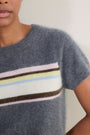 Madeleine Brushed Jumper - Grey Marl Multi Stripe