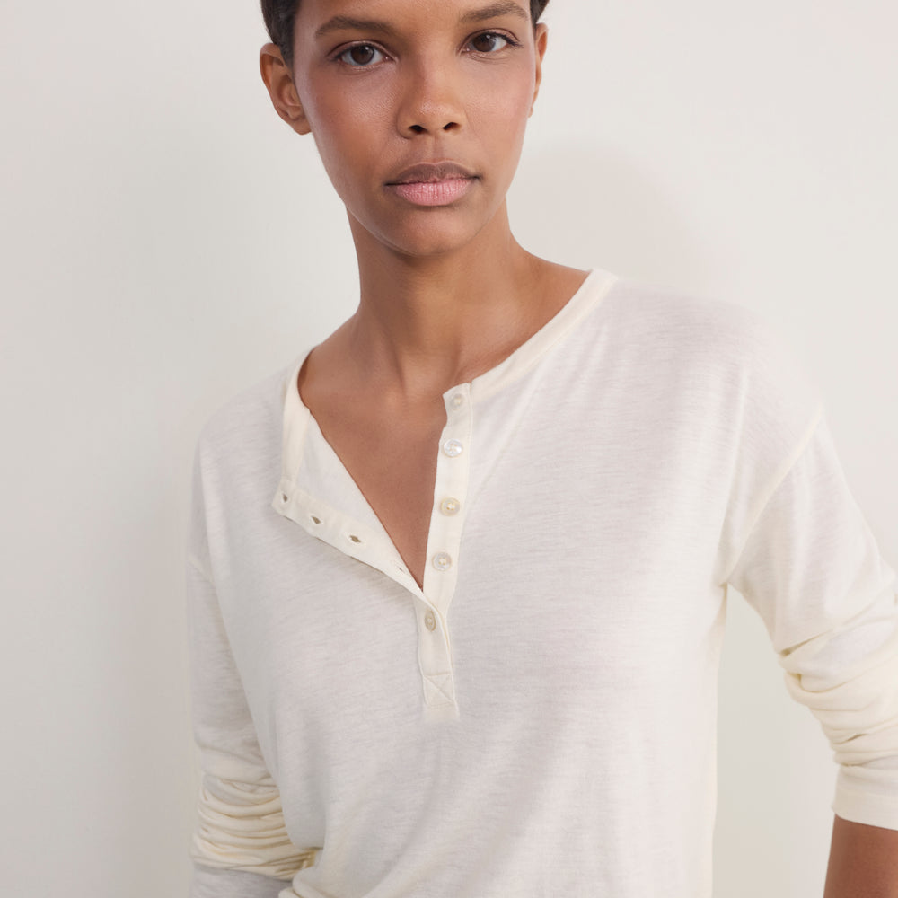 Madeleine Henley Jersey Top - Ivory
