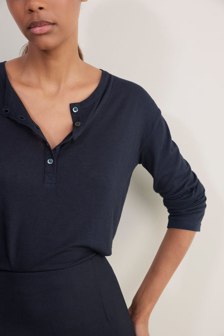 Madeleine Henley Jersey Top - Midnight