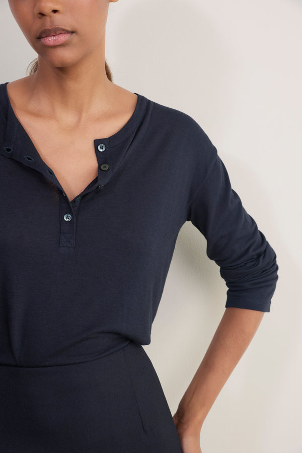 Madeleine Henley Jersey Top - Midnight
