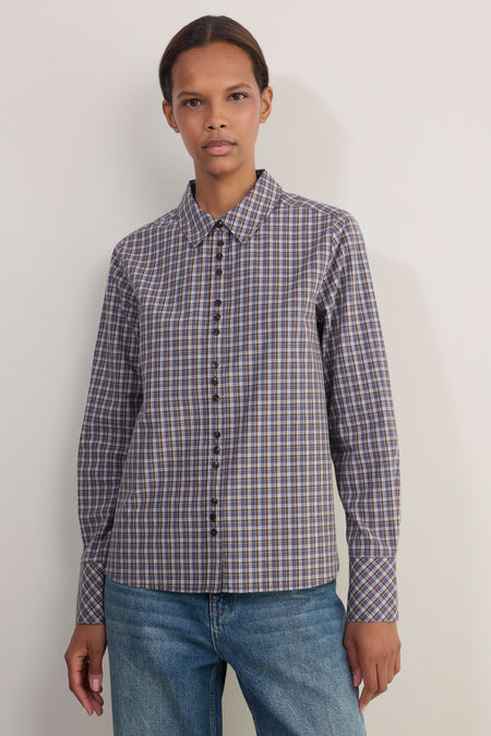 Madeleine Shirt - Chocolate/Midnight Check