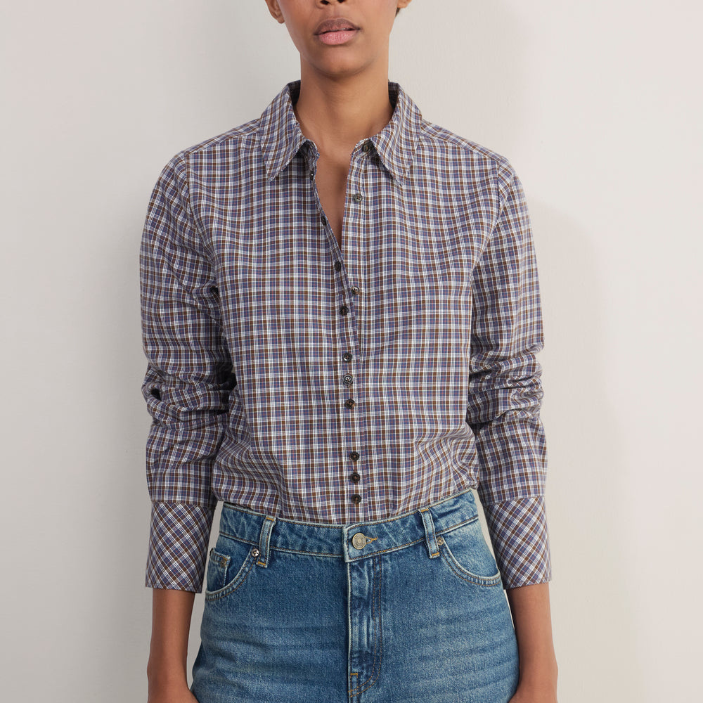 Madeleine Shirt - Chocolate/Midnight Check