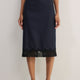 Madeleine Wool Lace Trim Skirt - Midnight