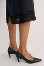 Madeleine Wool Lace Trim Skirt - Midnight