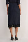 Madeleine Wool Lace Trim Skirt - Midnight