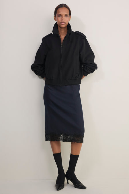 Madeleine Wool Bomber - Black