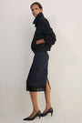 Madeleine Wool Lace Trim Skirt - Midnight