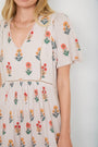Maggie Dress - Tan Stripe Woodblock Floral