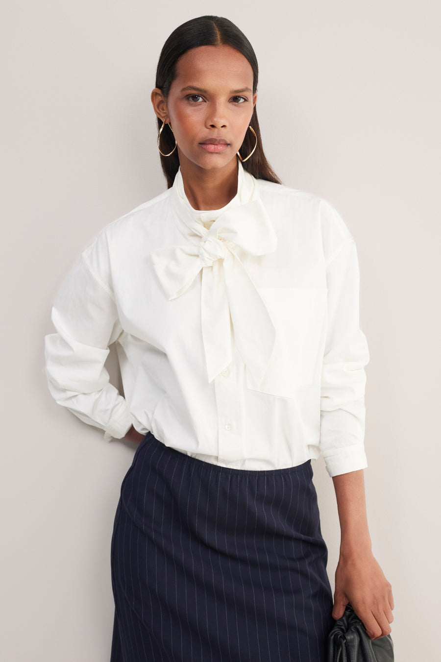 Maisie Pussybow Shirt - White