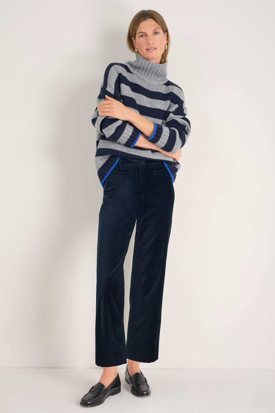 Marianne Cotton Velvet Trouser - Midnight