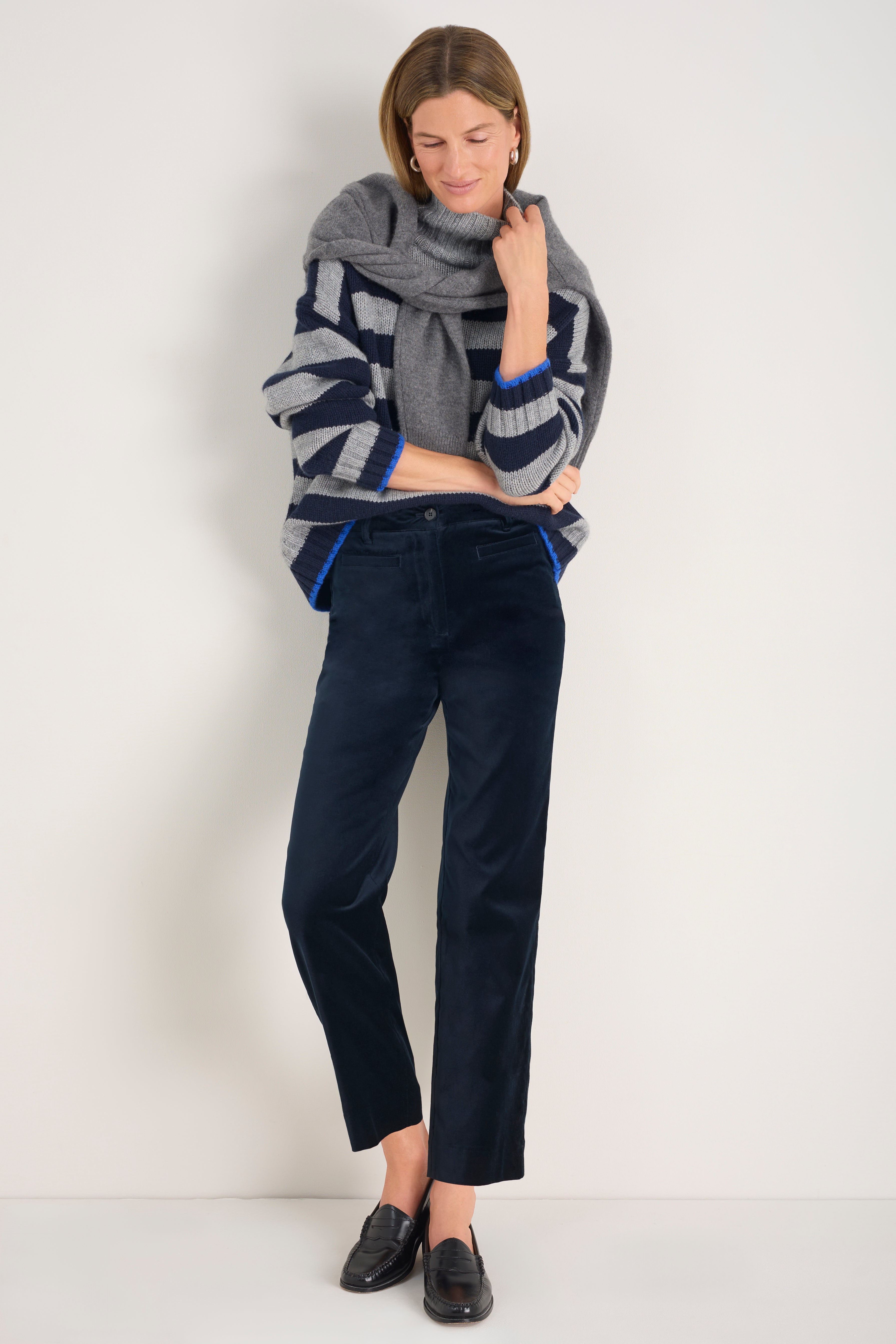 Marianne Cotton Velvet Trouser - Midnight