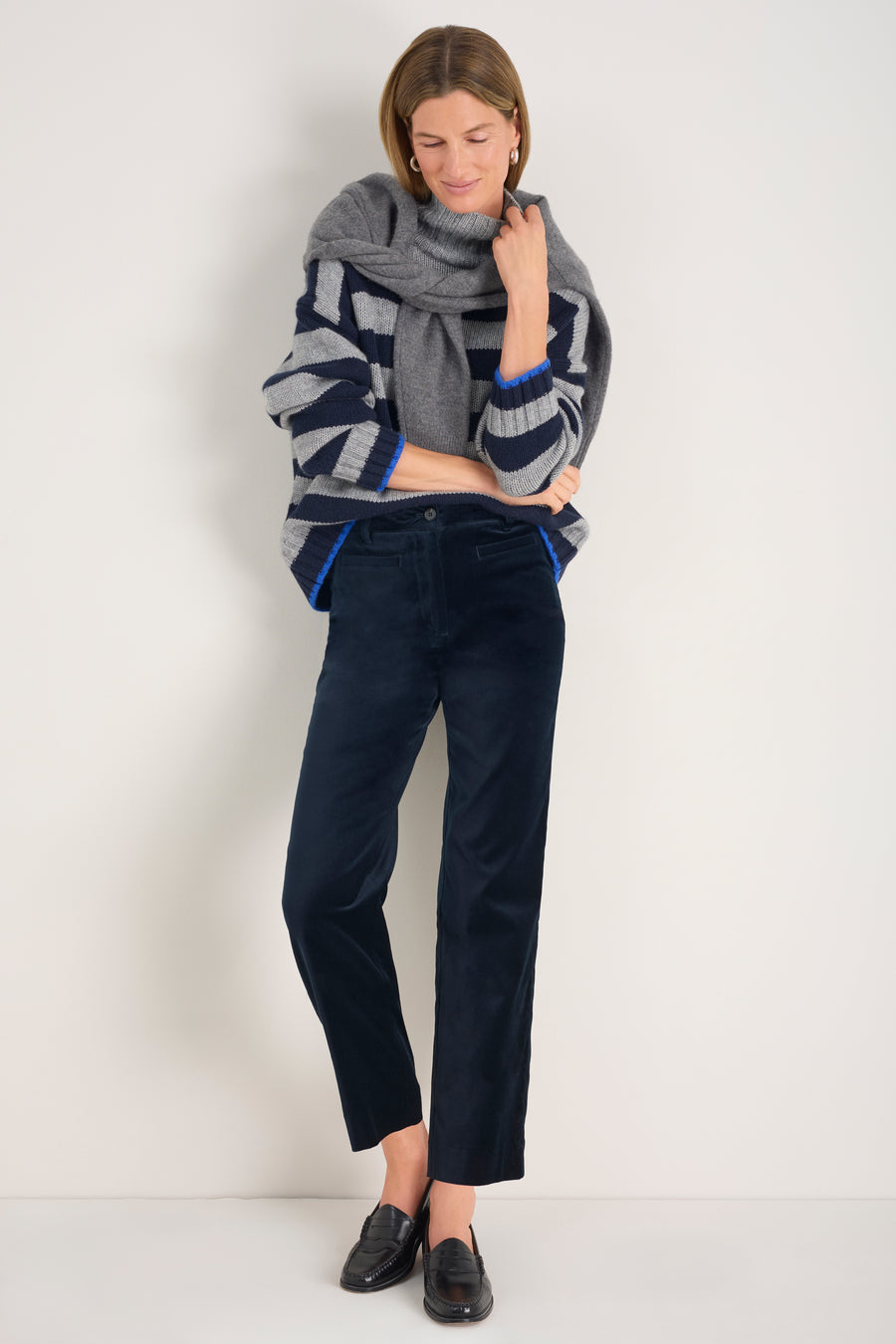 Marianne Cotton Velvet Trouser - Midnight