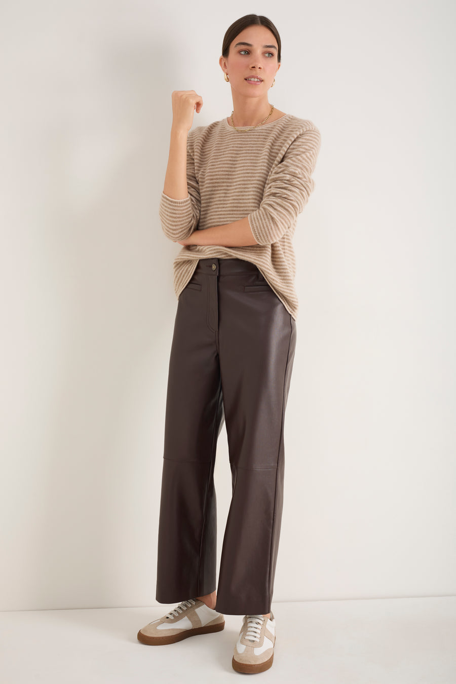 Marianne Faux Leather Trouser - Cocoa