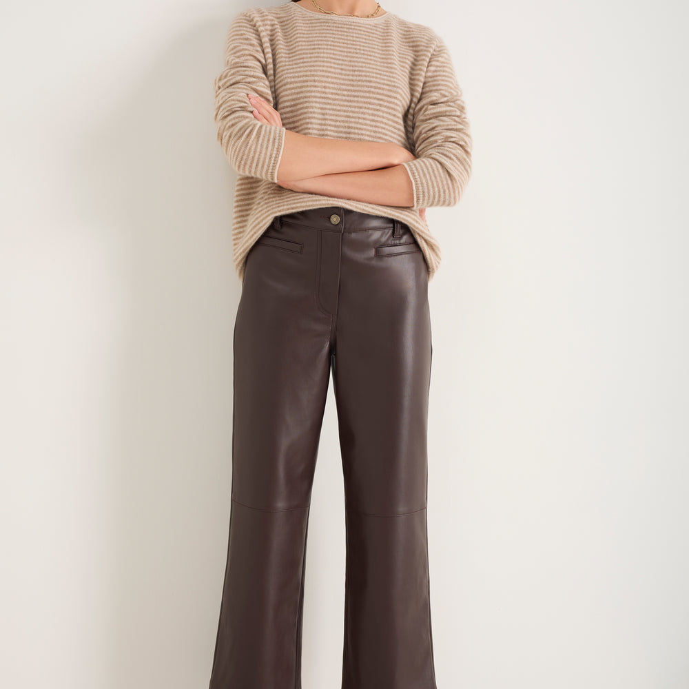 Marianne Faux Leather Trouser - Cocoa