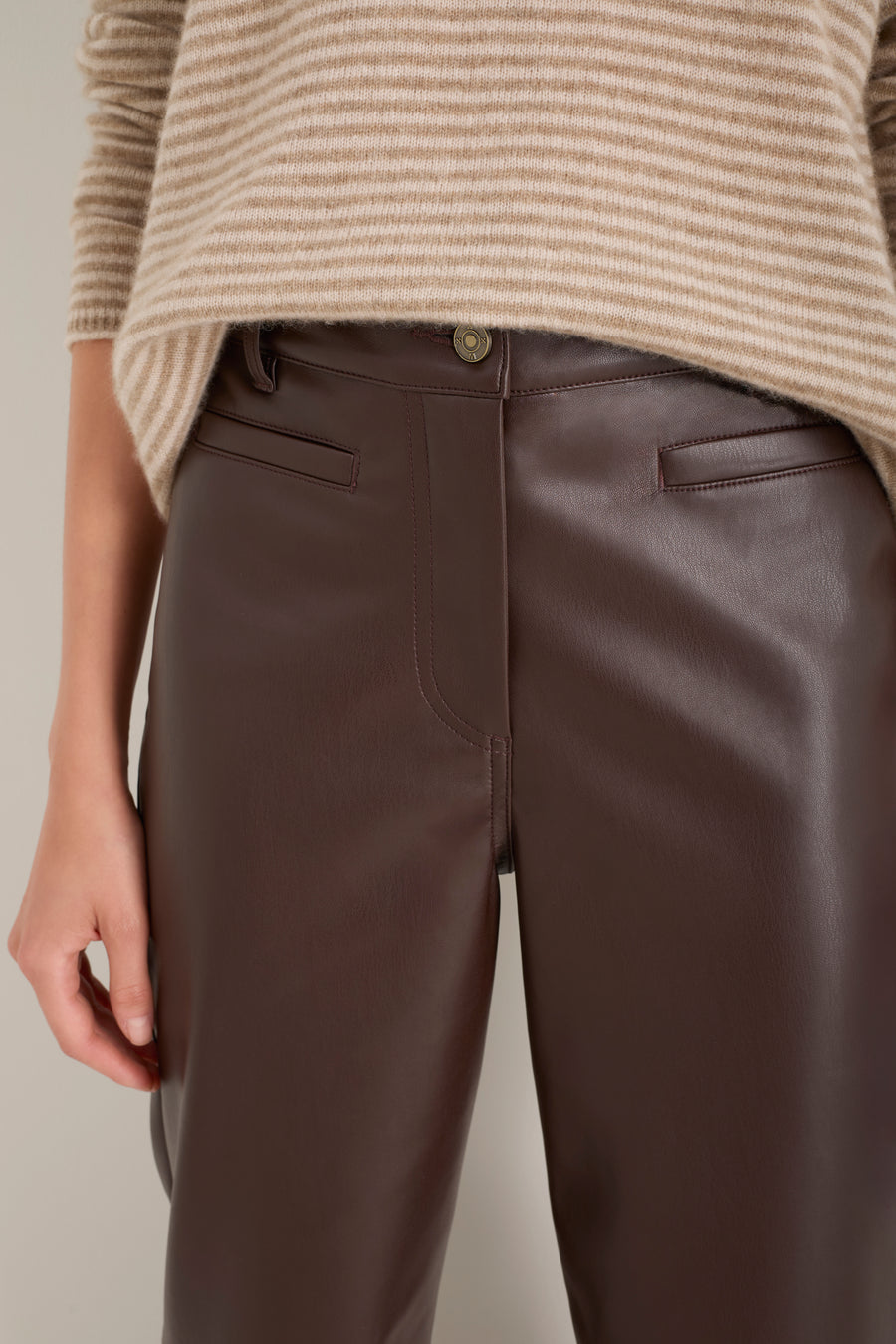 Marianne Faux Leather Trouser - Cocoa