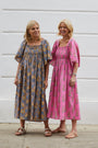 Marielene Woodblock Print Sundress - Pink/Multi