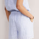 Marina Linen Short - Blue/Ivory Stripe
