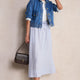 Marina Linen Skirt - Blue/Ivory Stripe