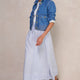 Marina Linen Skirt - Blue/Ivory Stripe