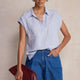 Marina Linen Top - Blue/Ivory Stripe