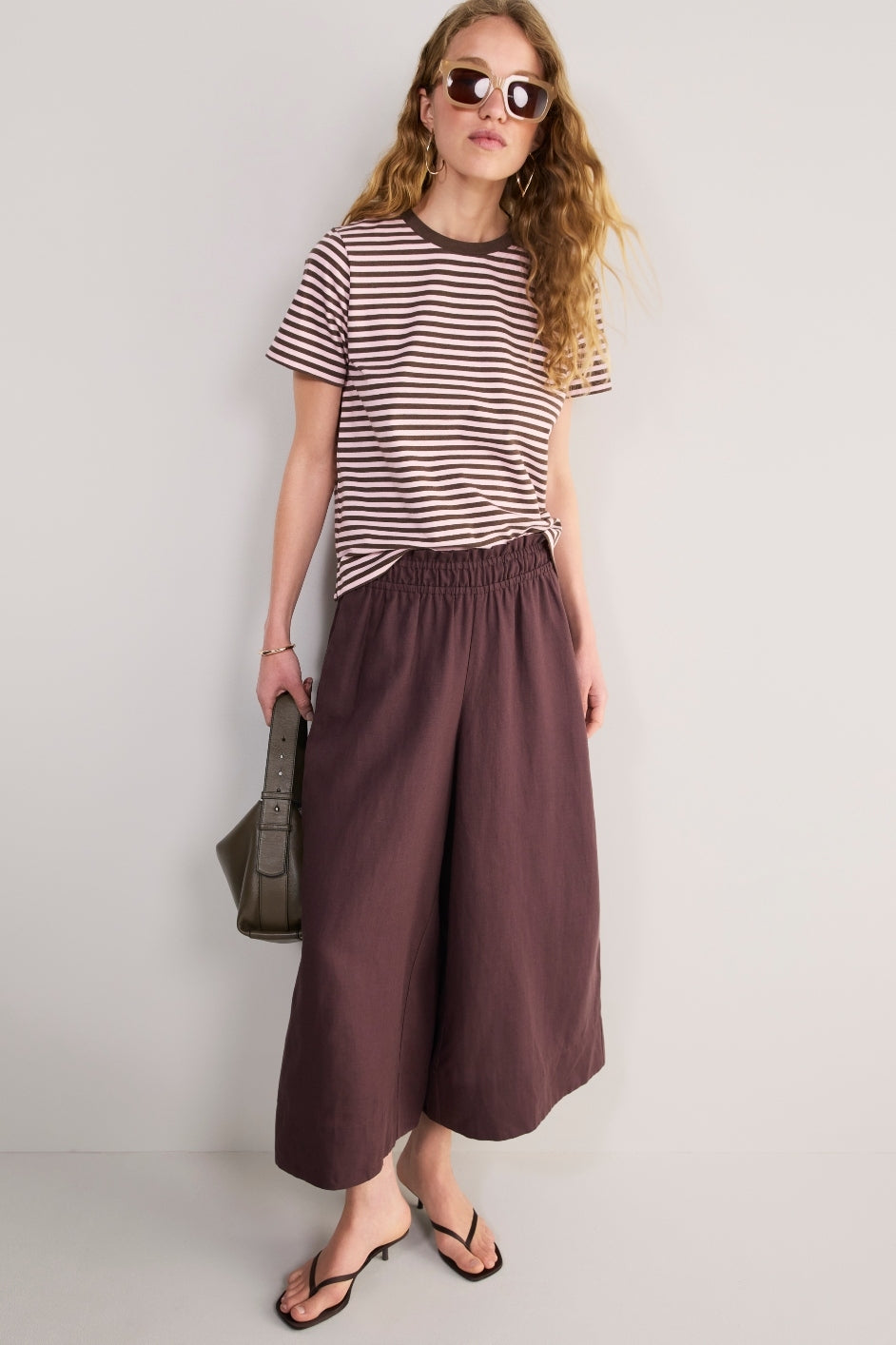 Marley Short Sleeve T-Shirt - Chocolate/Pink Micro Stripe – WYSE London