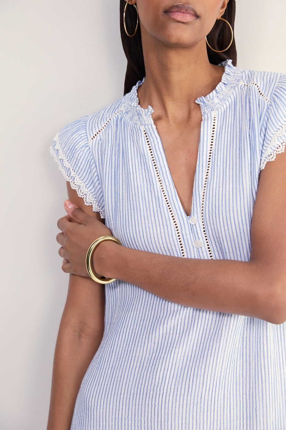 Marlow Short Dress - Sky Blue/White Stripe
