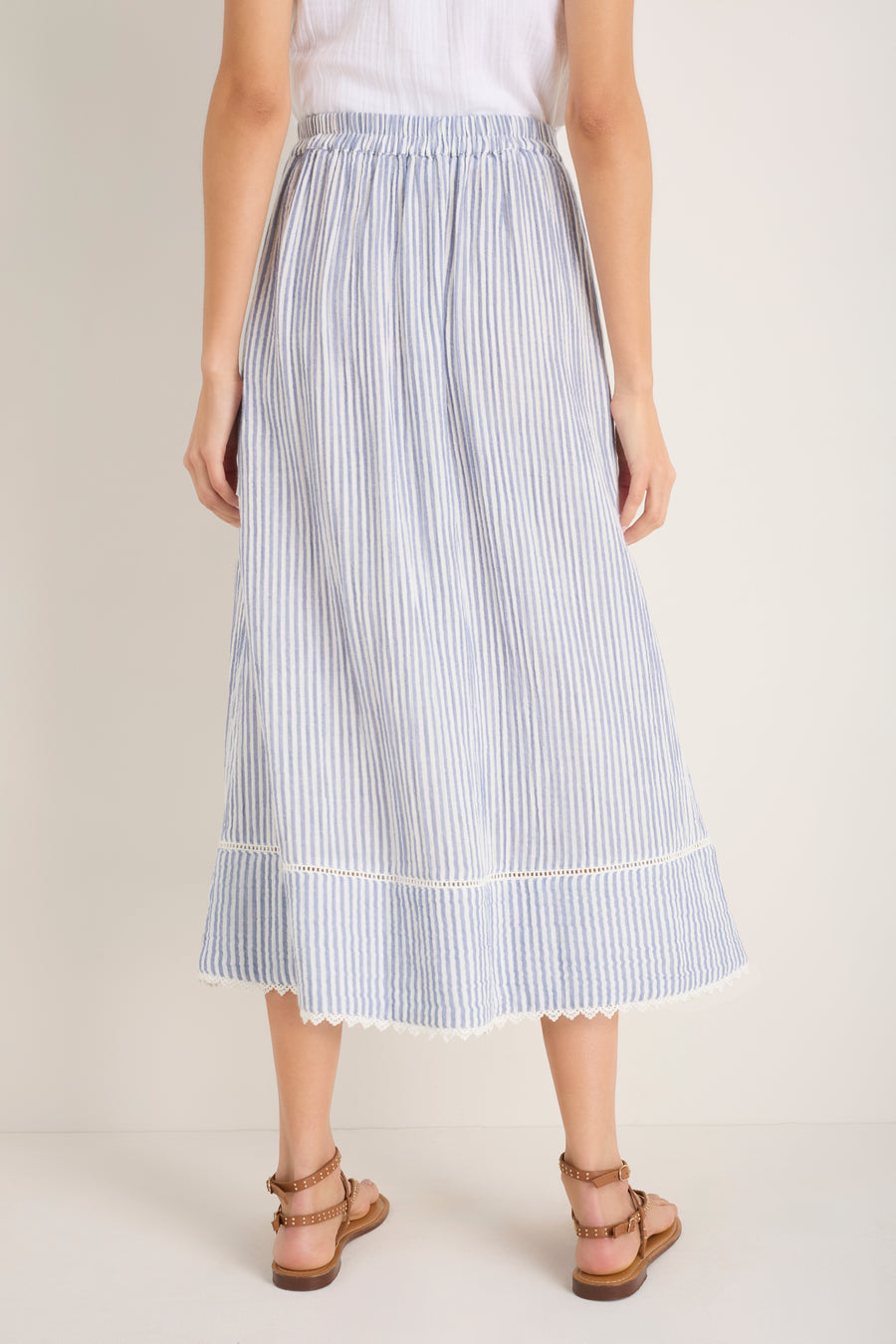Marlow Skirt - Blue/Ivory Stripe