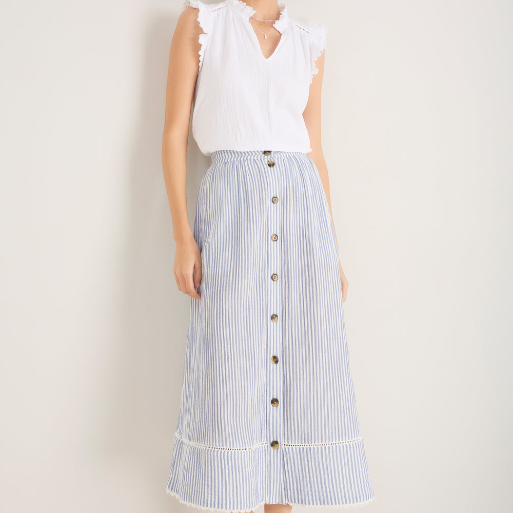 Marlow Skirt - Blue/Ivory Stripe