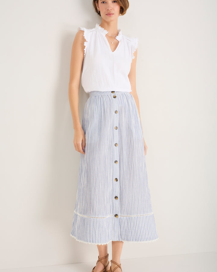Marlow Skirt - Blue/Ivory Stripe