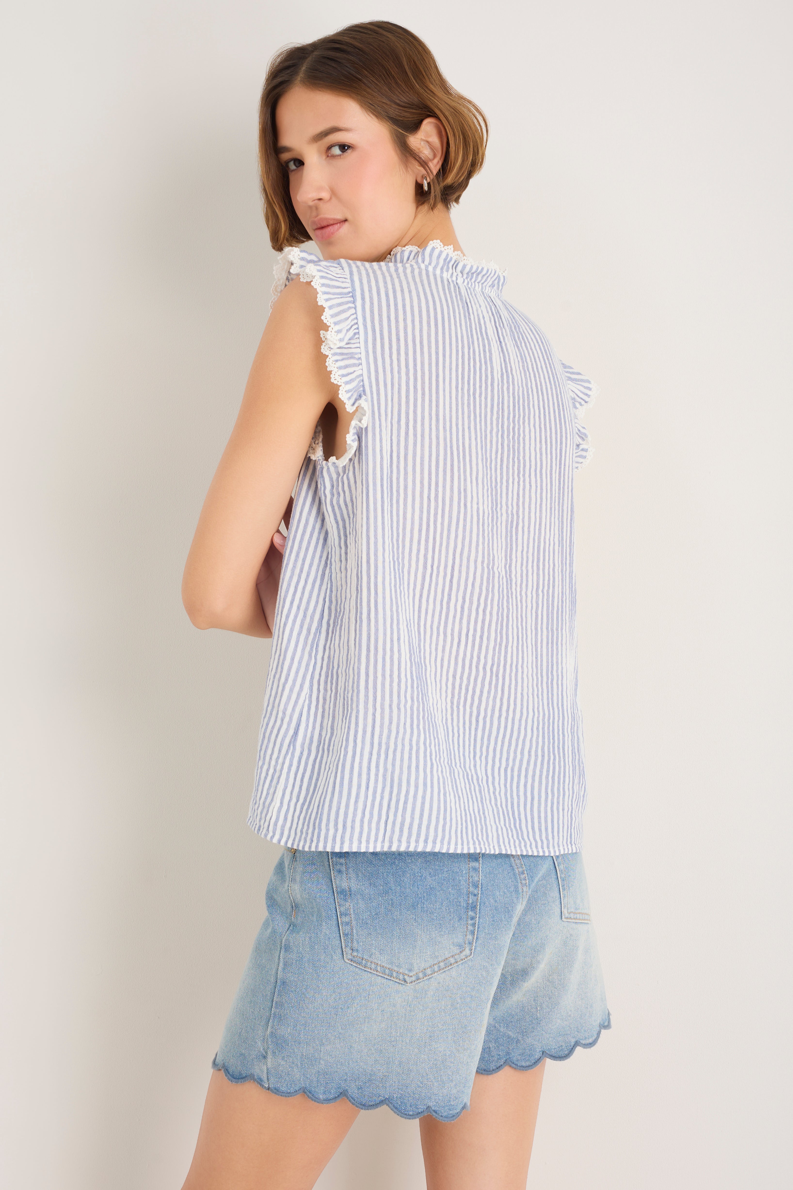 Marlow Top - Blue/Ivory Stripe