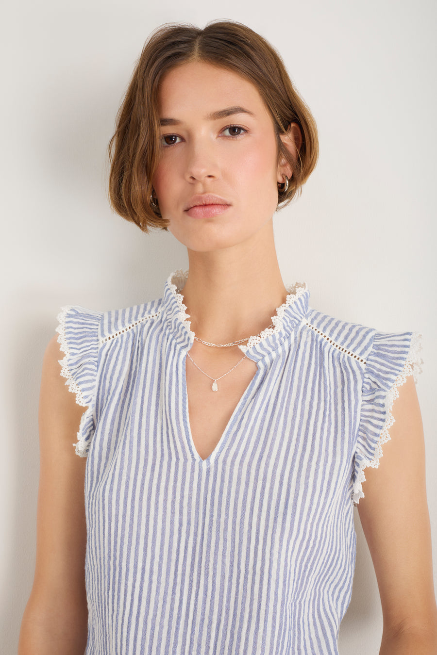 Marlow Top - Blue/Ivory Stripe