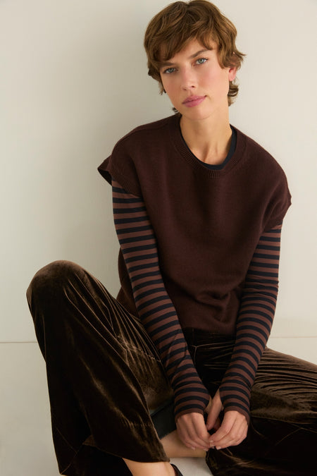 Fleur Merino Tank - Cocoa