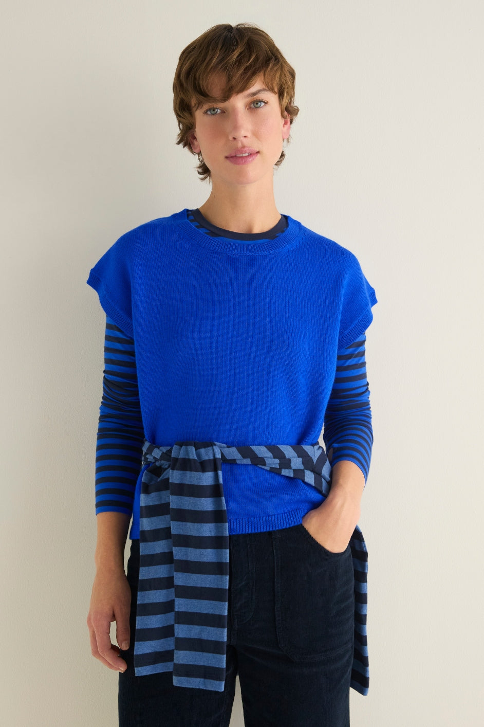 Fleur Merino Tank - Cobalt Blue