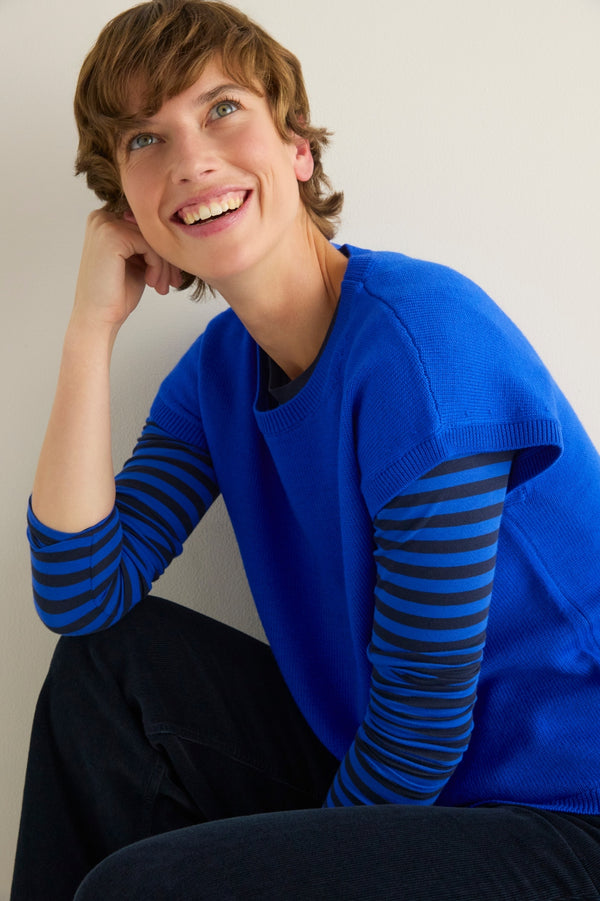 Fleur Merino Tank - Cobalt Blue