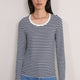 Marnie Long Sleeve Jersey Scoop Top - Midnight/Ivory Stripe
