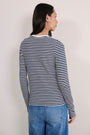 Marnie Long Sleeve Jersey Scoop Top - Midnight/Ivory Stripe