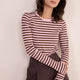 Marnie Long Sleeve Jersey Top - Blush Pink/Toffee Stripe