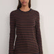 Marnie Long Sleeve Jersey Top - Chocolate/Black Stripe