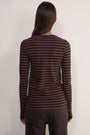 Marnie Long Sleeve Jersey Top - Chocolate/Black Stripe