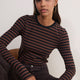 Marnie Long Sleeve Jersey Top - Chocolate/Black Stripe